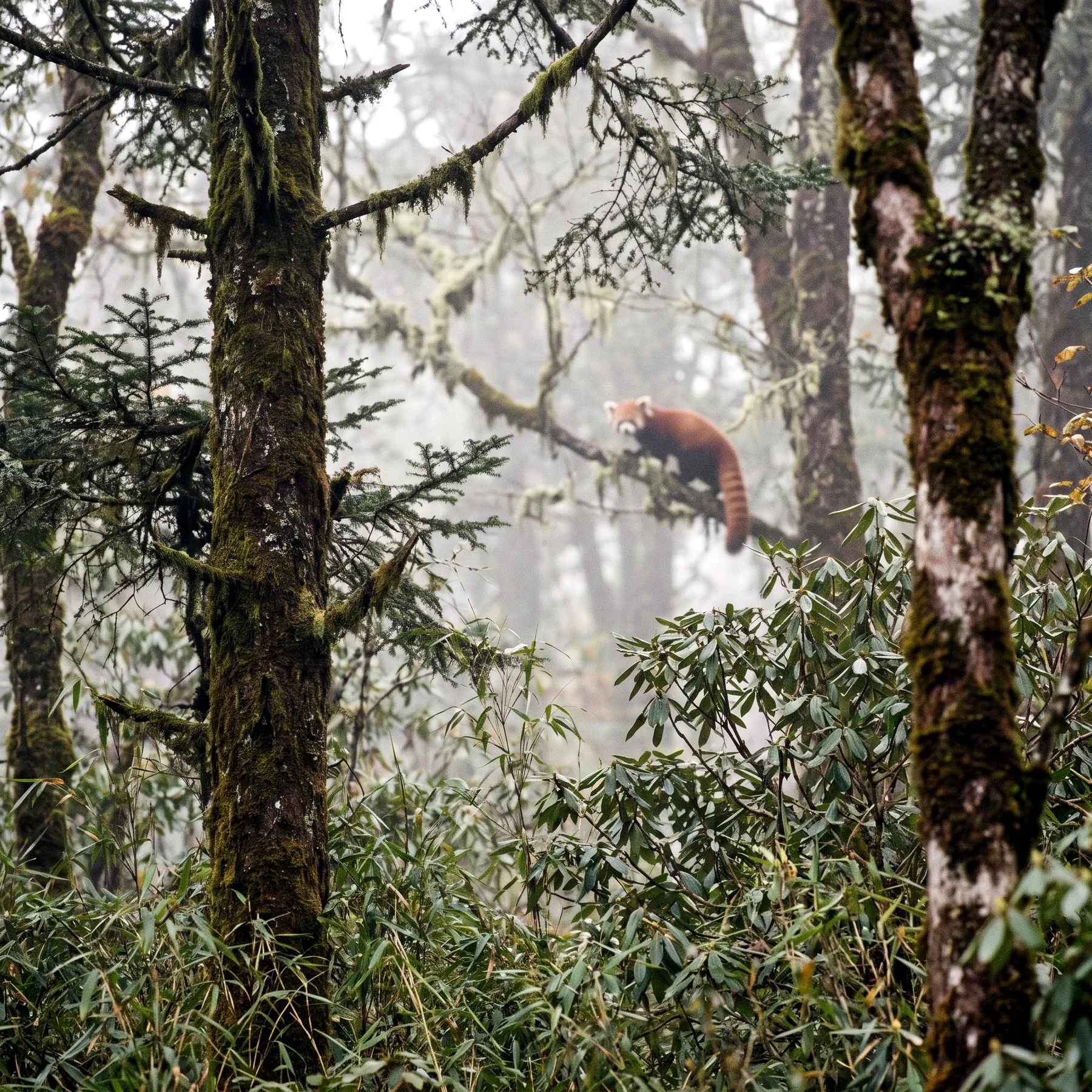 Milieu de vie typique de l'espèce Ailurus fulgens