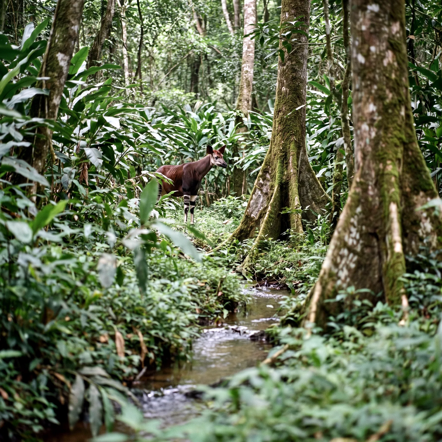 Milieu de vie typique de l'espèce Okapia johnstoni