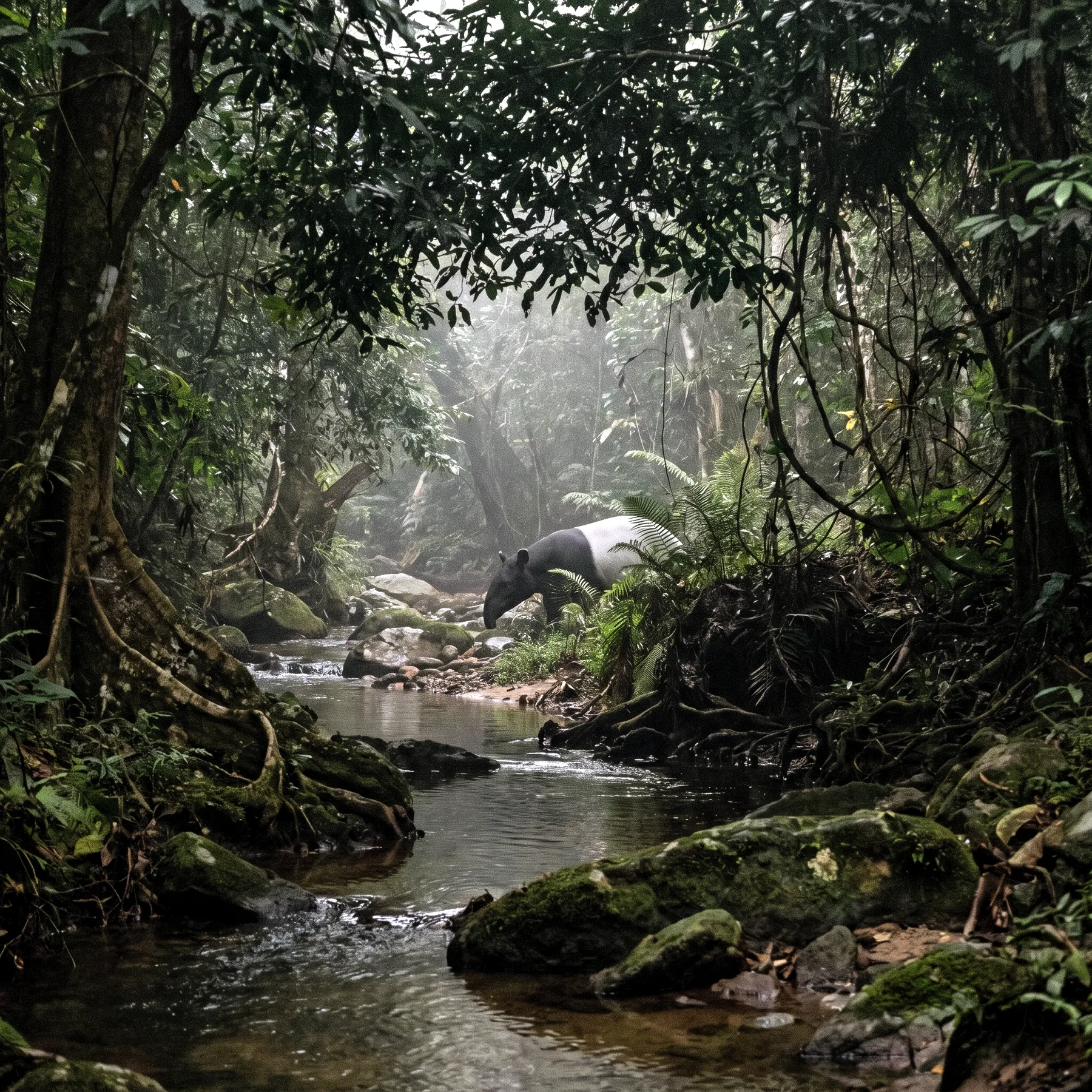 Milieu de vie typique de l'espèce Tapirus indicus