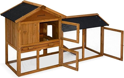 Alice's Garden - Clapier en Bois Hotot pour Lapin et Autres rongeurs. 4 Lapins. Cage à Lapin avec enclos. Espace intérieur et extérieur. poulailler