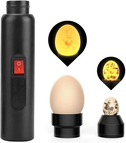 Brrnoo Mire Oeuf Lampe Mire Oeuf Testeur d'oeufs, Lumière LED pour Vérifier l’Incubation d’Oeuf Portable Incubateur d'oeufs de Cane Lampe de Poche Batterie pour Volaille