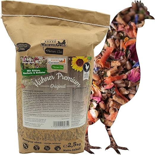 Chicken Gold Nourriture pour poules 2,5 kg – Sans OGM – Avec herbes, légumes et grit
