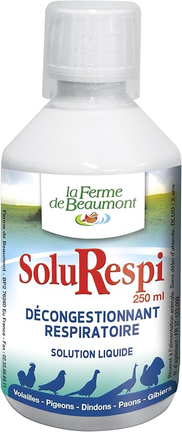Ferme de Beaumont SoluRespi 250 ML - Décongestionnant respiratoire Liquide concentré volailles
