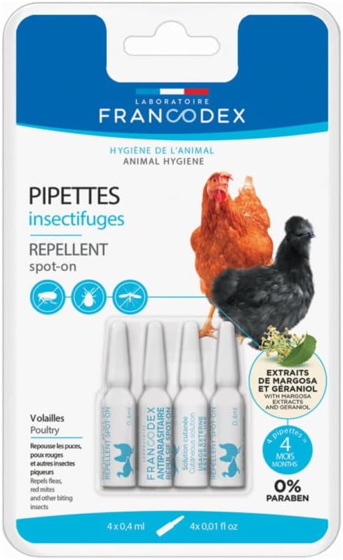 Francodex-Pipettes insectifuges Lotion pour Poules, oies et Canards 4 pipettes-FR-174220

