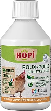 HOPI Poux Poule 250 ML - Lutte Infestation de Poux Rouges pour Volailles - Œufs consommables Durant Traitement - A Base d’Extraits de Plantes - Fabriqué en France
