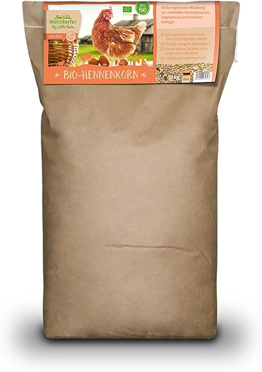 My Little Farm - Grains de Poules biologiques - 10 kg - pour Poules pondeuses et Autres volailles - Mélange de Grains Entiers sains et naturels - Riche en vitaux