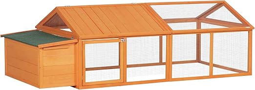 PawHut Poulailler pour Poules, Cage à Poule, avec nichoir, Porte et Toit ouvrable, pour 4 et 8 Poules, en Bois, Orange