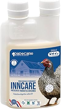 Préventivo Parasites internes Naturel 250 ML - Poules, volailles et Exotiques - Prévient et traite Les problèmes digestifs - Formule Naturelle - Extrait d'ail et d'origan - Inncare