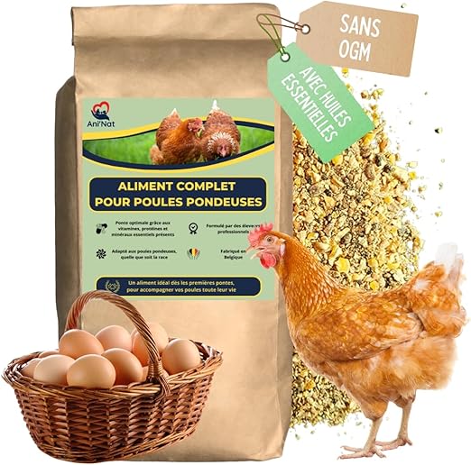 Aliment Poules Pondeuses sans OGM – avec Huiles Essentielles – Mélange Grossièrement Broyé – Nutrition Complète pour Ponte et Vitalité des Volailles (5000 g, Poules Pondeuses)