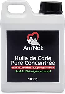 AniNat Huile de Cade Pure Concentrée 100% Naturelle - Soin des Pattes des Poules, Sabots Chevaux, Soles Ramollies, Dermite - Bidon 1000g