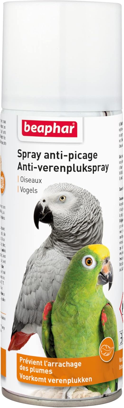 BEAPHAR – Spray Anti-picage, pour Toutes Les espèces d’Oiseaux – Prévient l’arrachage des Plumes – Idéal en Cas d’automutilation – Convient Contre Le picage par d’Autres Oiseaux – 200ml