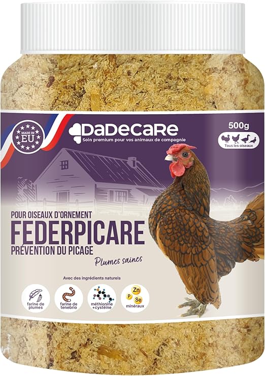 Federpicare - Supplément 500g contre le Picage et le Cannibalisme - Poules et les Oiseaux - Farine de Plumes - Nutrition Complète pour Poules qui se Piquent - Vitamines, Minéraux et Acides Aminés