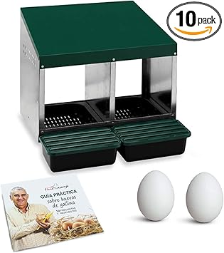 FINCA CASAREJO Pondoirs ECO à 2 Compartiments + 2 Œufs Factices et Guide Pratique sur Les Œufs de Poules Offert - Nids pour Poules