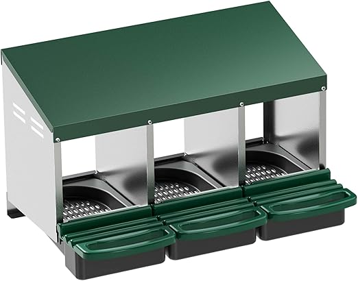 Fudajo Pondoir pour Poule 81 x 52 x 48 cm 3X Bac de récupération Ponte Poulailler Nichoir Extérieur Trous d'aération Circulation d'air Montage au Mur Plastique Solide Volaille Élevage
