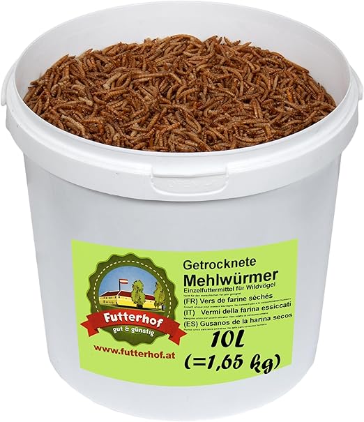 Futterhof vers de Farine Séchés Seau de 10 L (= 1,65 kg), Premium Qualité