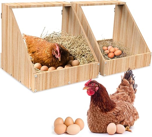 GHWMYD Lot de 2 nichoirs de poulailler muraux en Bois pour pondre des œufs, 35,3 x 35,3 x 34,2 cm, pondoir Poules pondeuses pour Poules et Canards