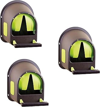 horizont MyCozyNest Lot de 3 pondoirs muraux en plastique pour poules - Grand nichoir en plastique - Nid de volaille très résistant (marron | vert citron vert)