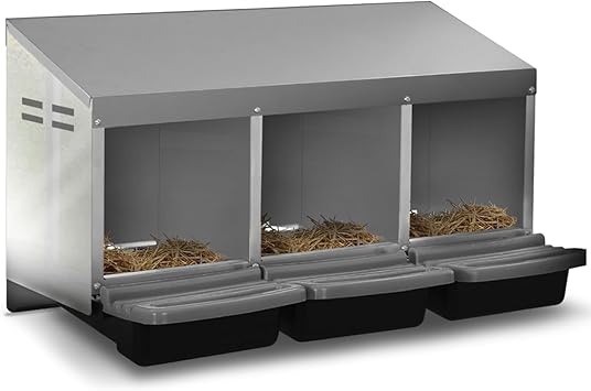 IDMarket - Pondoir pour Poules 3 emplacements nichoir en métal avec Fond