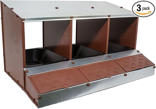 Pondoir pour Poules SAN ANTÓN – Nid avec 3 Compartiments pour 12 Poules - Bac Super Large pour ramasser Les œufs Propres - Assemblage sans Outils