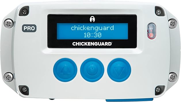 Porte Automatique Poulailler ChickenGuard Pro, Alimenté par Solaire/Piles/Électrique, Moteur Souleve 2kg, Minuterie/Détection de Lumière, Auto Trappe Moteur pour Chicken Run (Pro + Piles)