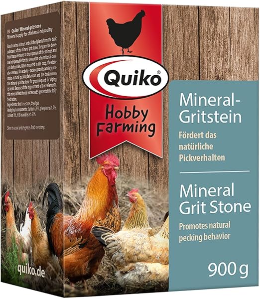 Quiko Hobby Farming Pierre de Grit minérale 900g - Pierre à picorer pour Poules, cailles & volailles - avec de précieux Oligo-éléments - Favorise Le comportement de picage