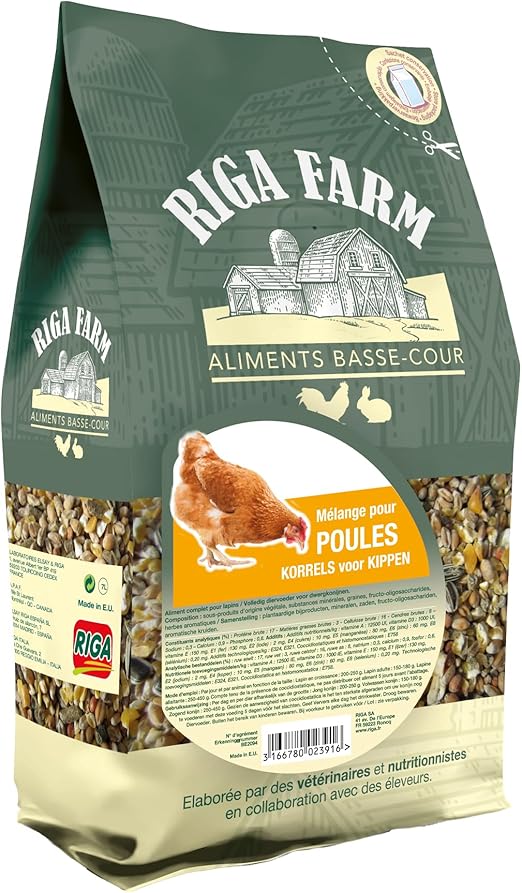 RIGA - Mélange Poules - Mélange De Graines Et Céréales - Riche En Vitamines Et Minéraux - Sain Et Nutritif - Élaboré Par Des Vétérinaires Et Nutritionnistes - 4 kg