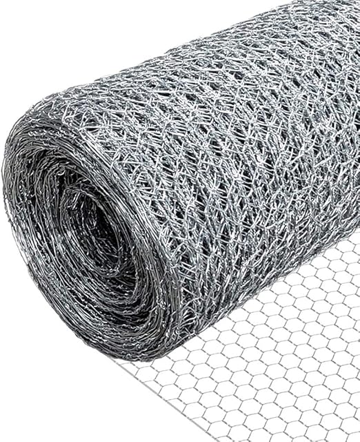 VOUNOT Grillage a Poule en Acier Galvanise 1x25m Maille 25mm Hexagonal Triple Torsion Cloture Resistant Poulailler Jardin Grillage pour Elevage Volaille, Clôtures Resistant aux Intemperie