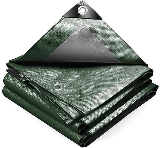 VOUNOT® Bâche de Protection en Polyéthylène 240g/m² Imperméable Ultra Lourde et Résistante Revêtue des Deux Côtés avec Oeillets en Aluminium Vert et Argent 2x3m