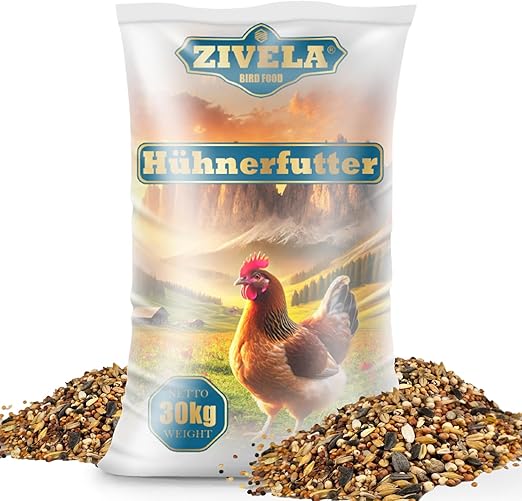 ZIVELA Nourriture pour poulets - 30 kg - Grains de volaille - Nourriture pour poules, oies, canards - Non OGM - 100 % naturel - Mélange de grains 30 kg