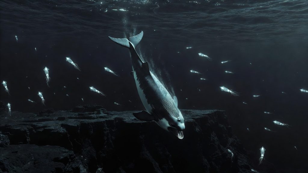Bérardie de Baird chassant dans les profondeurs d'un canyon sous-marin