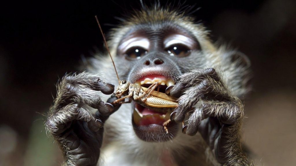 Tarsier de Siau capturant un insecte la nuit